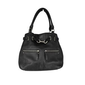 Cole Haan Pebbled Leather Bag Purse Old Money Quiet Luxury Black Shopper Tote